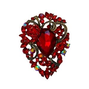 Large Red Teardrop Brooch/Pendant